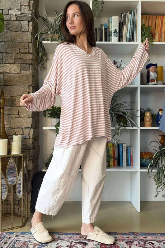  Perfect Breton V Long Sleeve Top Rose /20